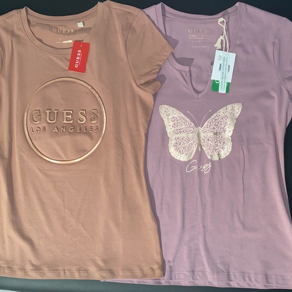 GUESS Women's Brown and Pink Tops - Picture 2 of 8